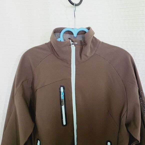 Salomon Soft Shell Jacket Wind/Water Resistant Brown w/ Aqua Trim Women's M - Picture 14 of 15